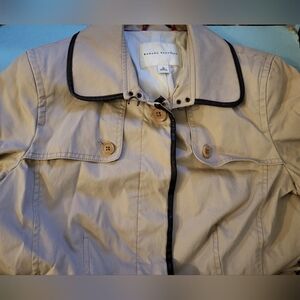 Ladies Tan Leather Edged Lined Trench Coat by Bannana Republic sz M